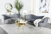 Sophia Upholstered Channel Tufted Sofa Set Grey 2-piece