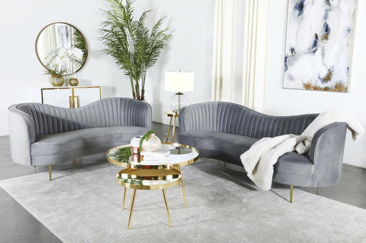 Sophia Upholstered Channel Tufted Sofa Set Grey 2-piece