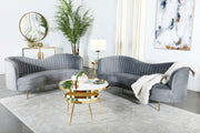 Sophia Upholstered Channel Tufted Sofa Set