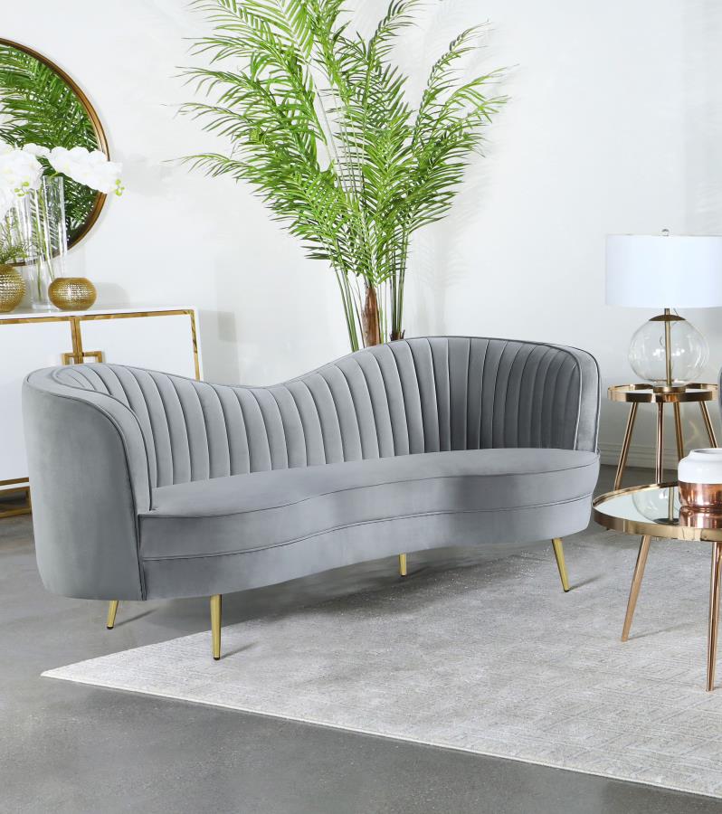 Sophia Upholstered Channel Tufted Loveseat Grey