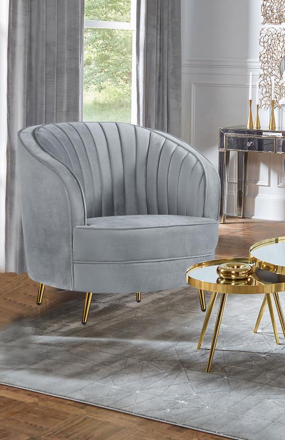 Sophia Upholstered Channel Tufted Accent Chair Grey