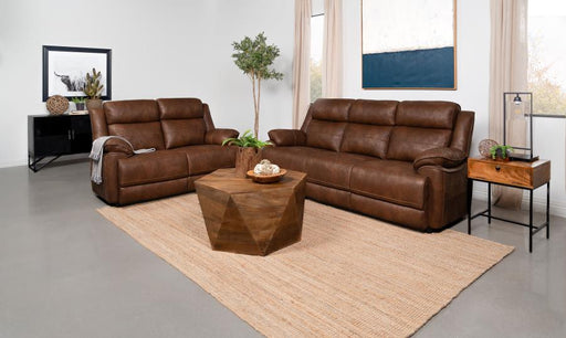 Ellington Upholstered Padded Arm Sofa Set Dark Brown 2-piece