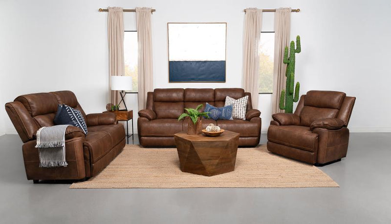 Ellington Upholstered Padded Arm Sofa Set Dark Brown 3-piece
