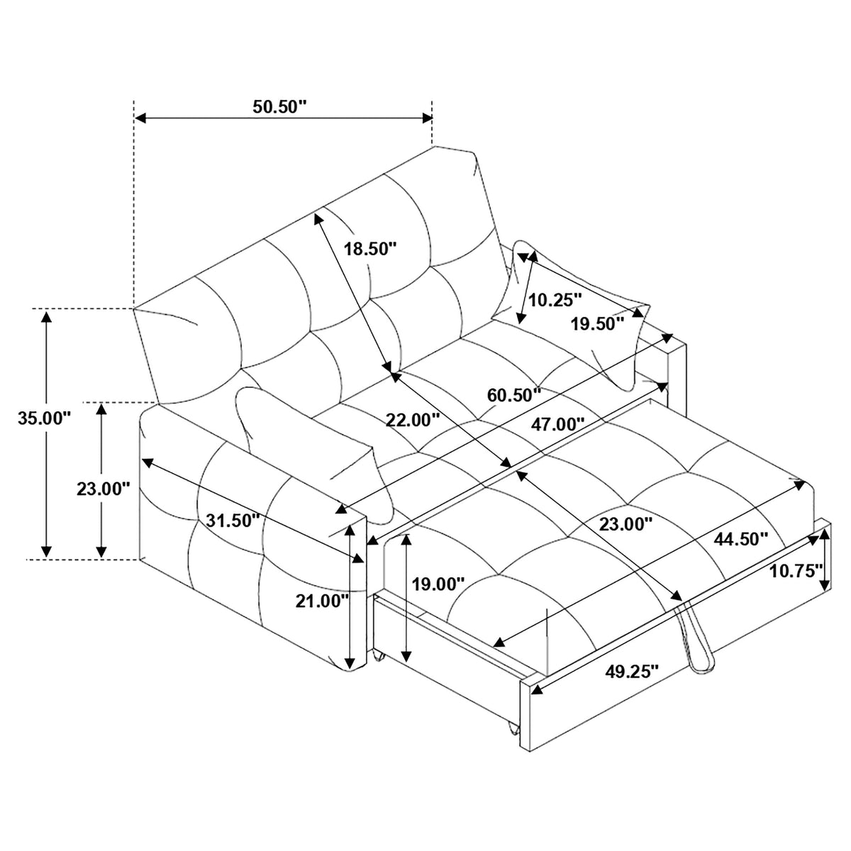Cotswold Upholstered Convertible Sleeper Sofa Bed