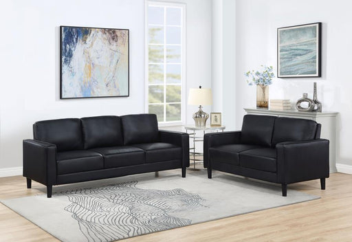 Ruth Upholstered Track Arm Sofa Set Black 2-piece