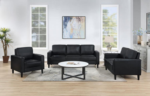 Ruth Upholstered Track Arm Sofa Set Black 3-piece