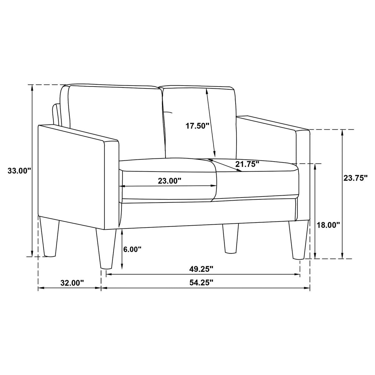 Ruth Upholstered Track Arm Loveseat