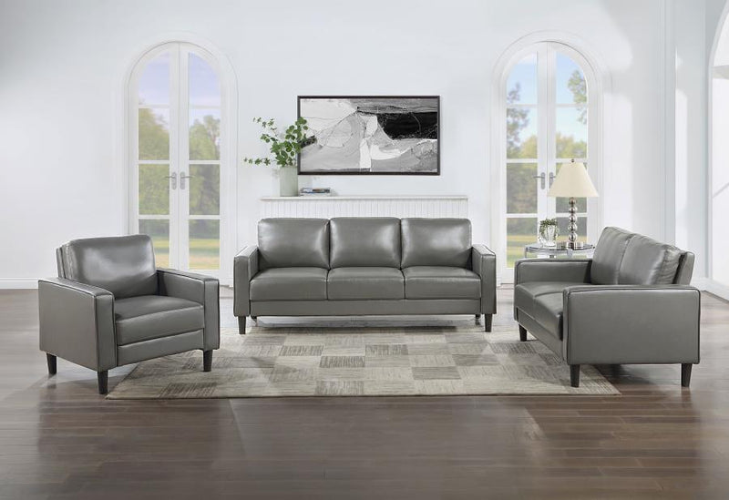 Ruth Upholstered Track Arm Sofa Set Grey 3-piece