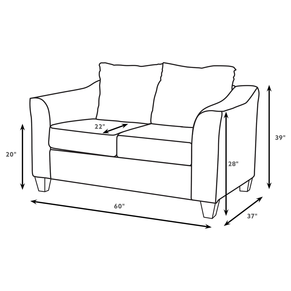 Salizar Upholstered Flared Arm Loveseat
