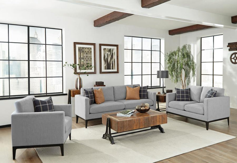 Apperson Upholstered Track Arm Sofa Set Light Grey 3-piece