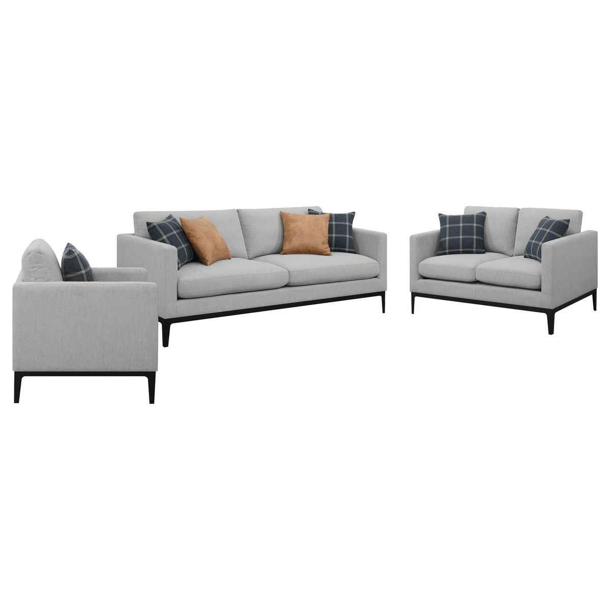 Apperson Upholstered Track Arm Sofa Set Light Grey