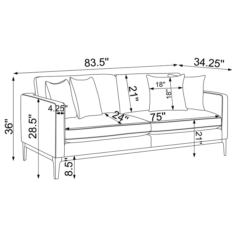 Apperson Upholstered Track Arm Sofa Light Grey