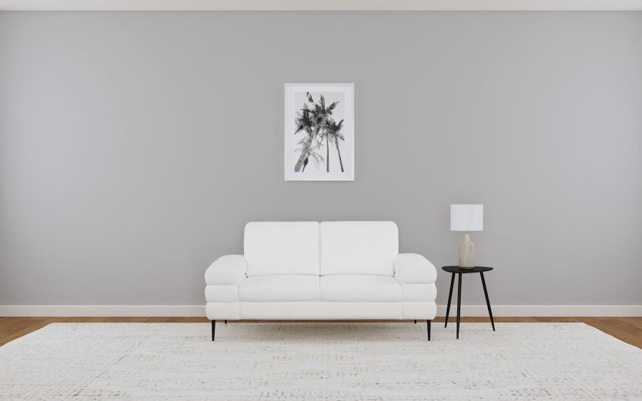 Jessel Chenille Upholstered Track Arm Loveseat Ivory Default Title