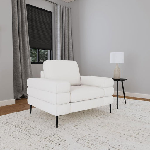 Jessel Chenille Upholstered Track Arm Chair Ivory Default Title
