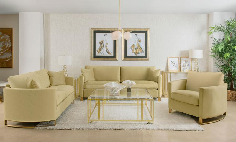 Corliss Velvet Upholstered Sofa Set Camel 3-piece