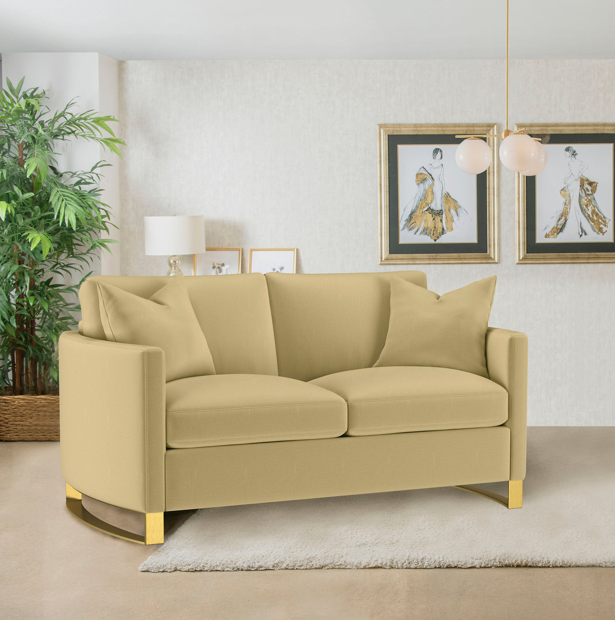 Corliss Upholstered Curved Track Arm Loveseat