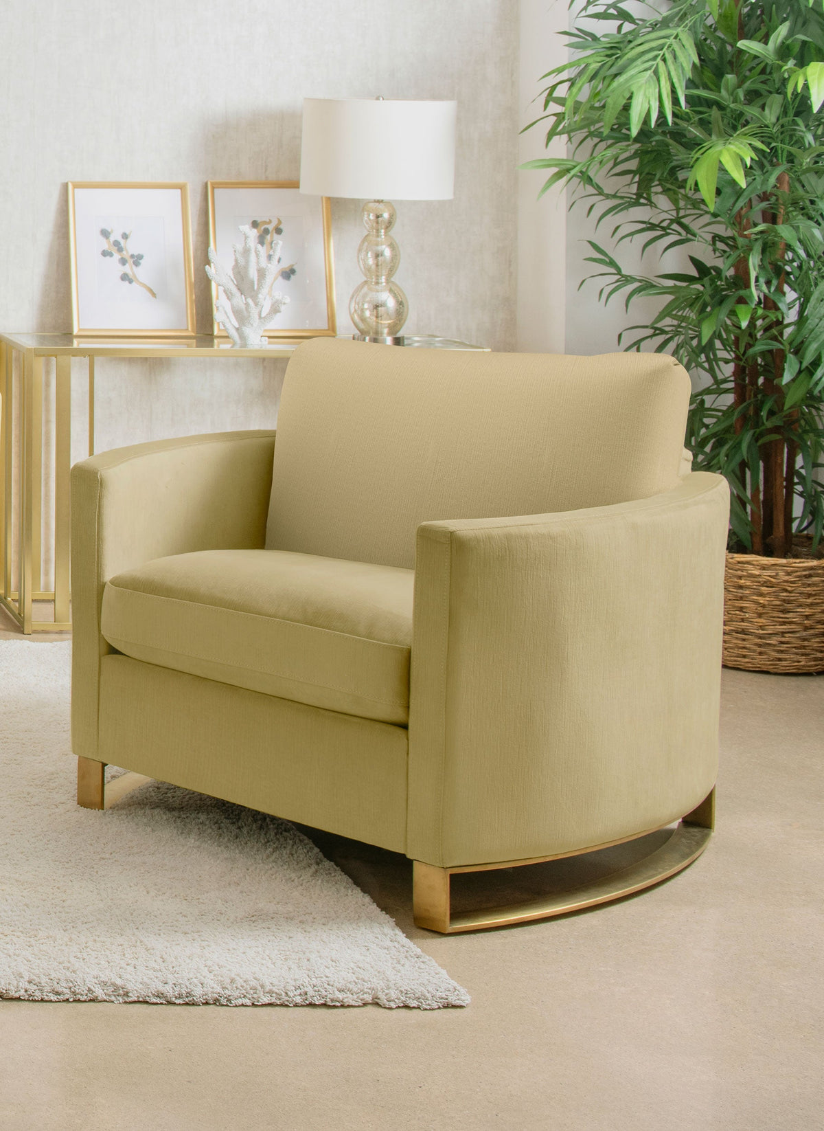 Corliss Upholstered Curved Track Arm Chair