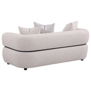 Jeanette Fabric Upholstered Round Arm Sofa Set Beige