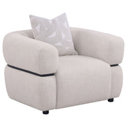 Jeanette Fabric Upholstered Round Arm Sofa Set Beige