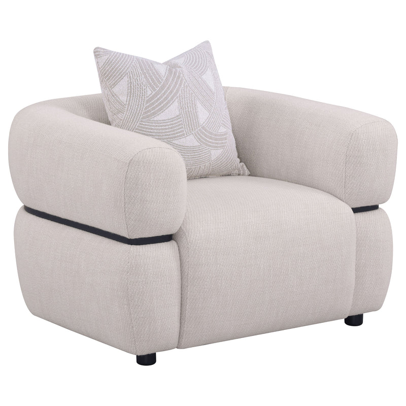 Jeanette Fabric Upholstered Round Arm Sofa Set Beige