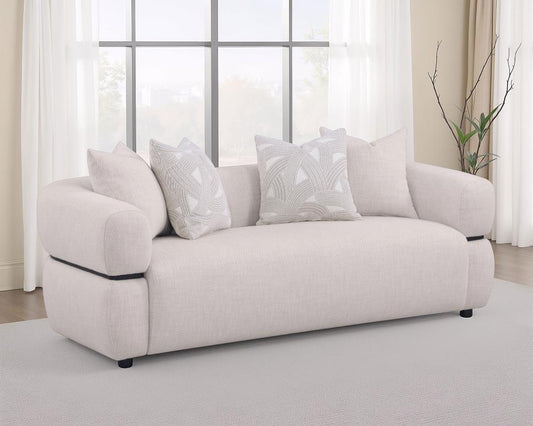 Jeanette 84-inch Fabric Upholstered Round Arm Sofa Beige Default Title
