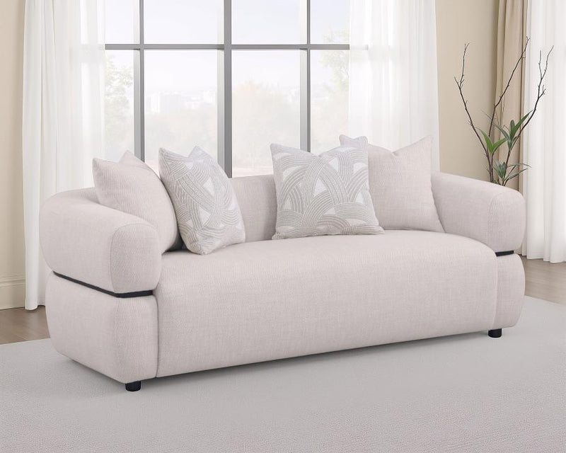Jeanette 84-inch Fabric Upholstered Round Arm Sofa Beige Default Title