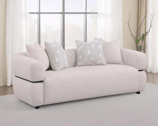 Jeanette 84-inch Fabric Upholstered Round Arm Sofa Beige Default Title