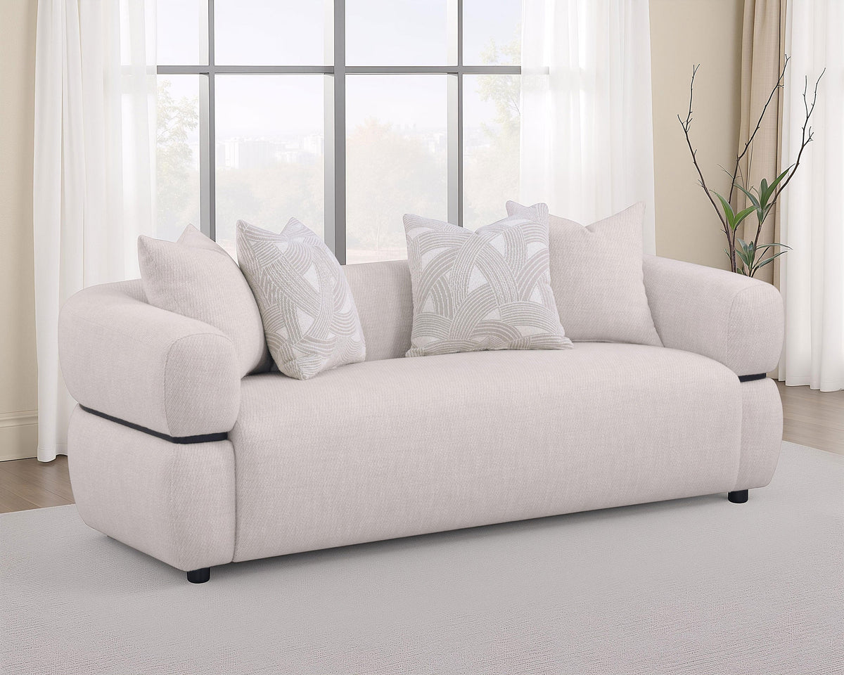 Jeanette 84-inch Fabric Upholstered Round Arm Sofa Beige
