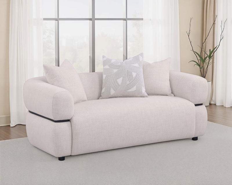 Jeanette 73-inch Fabric Upholstered Round Arm Loveseat Beige Default Title