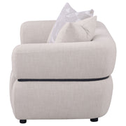 Jeanette 73-inch Fabric Upholstered Round Arm Loveseat Beige