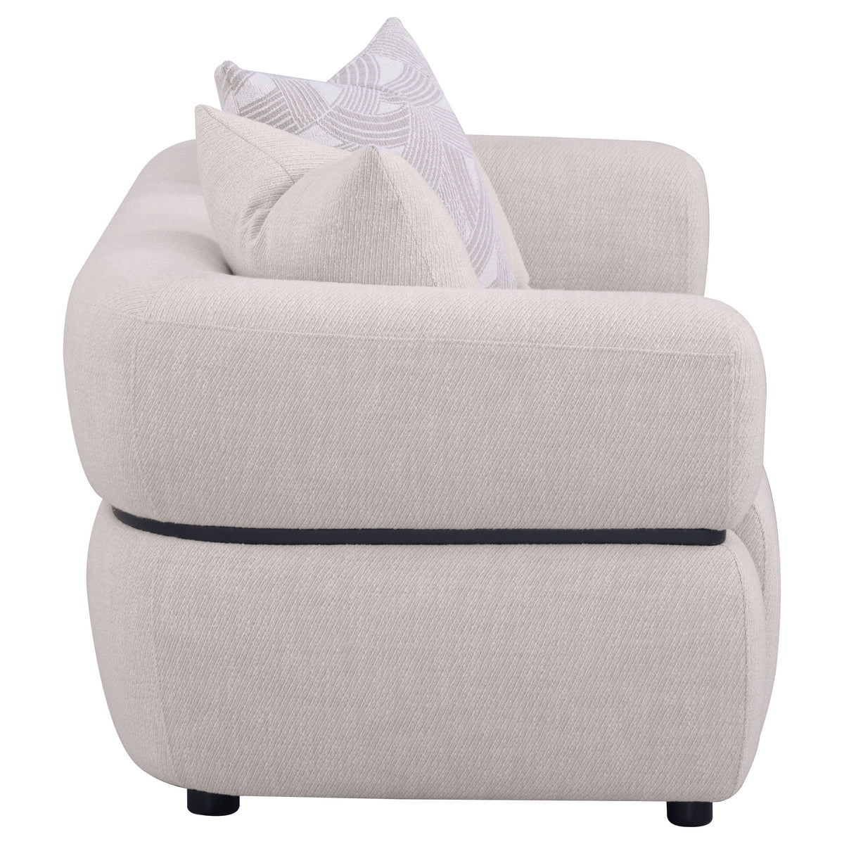 Jeanette 73-inch Fabric Upholstered Round Arm Loveseat Beige