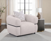 Jeanette Fabric Upholstered Round Arm Accent Chair Beige Default Title