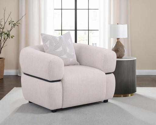 Jeanette Fabric Upholstered Round Arm Accent Chair Beige Default Title