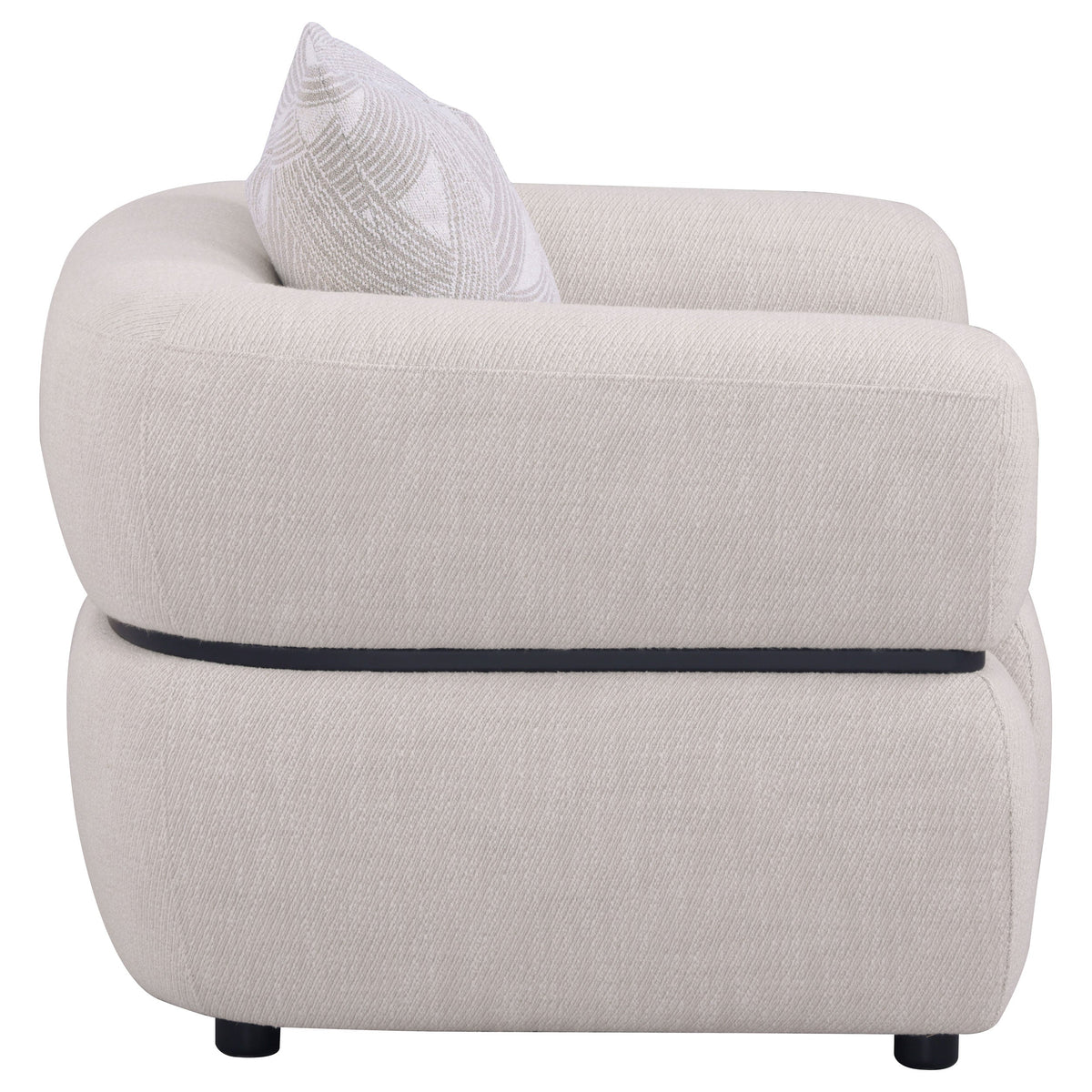 Jeanette Fabric Upholstered Round Arm Accent Chair Beige