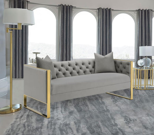 Eastbrook Velvet Upholstered Tufted Sofa Grey Default Title