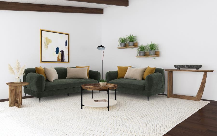 Jade Chenille Upholstered Sofa Set Green