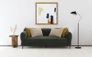 Jade Chenille Upholstered Sculpted Track Arm Sofa Green