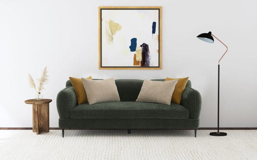 Jade Chenille Upholstered Sculpted Track Arm Sofa Green
