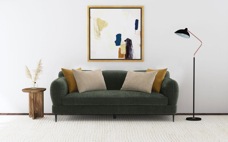 Jade Chenille Upholstered Sculpted Track Arm Sofa