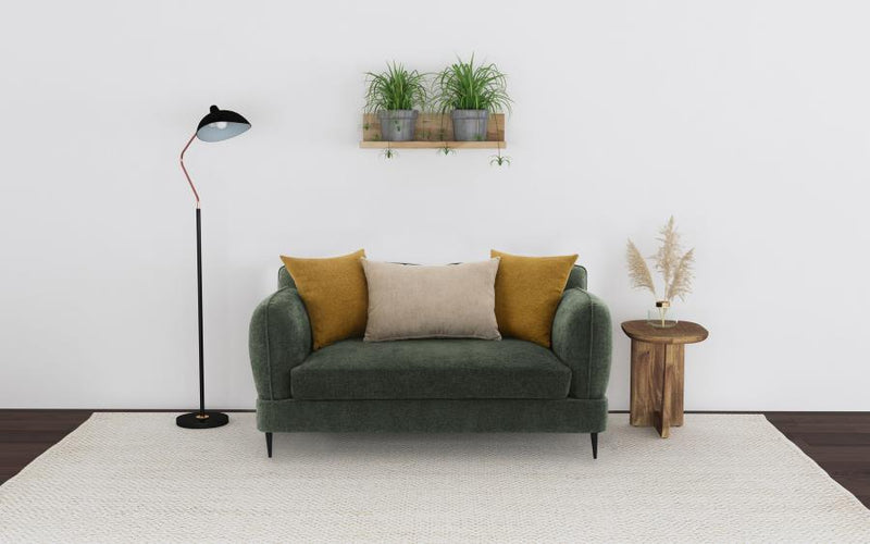 Jade Chenille Upholstered Sculpted Track Arm Loveseat Green