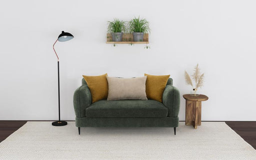 Jade Chenille Upholstered Sculpted Track Arm Loveseat Green