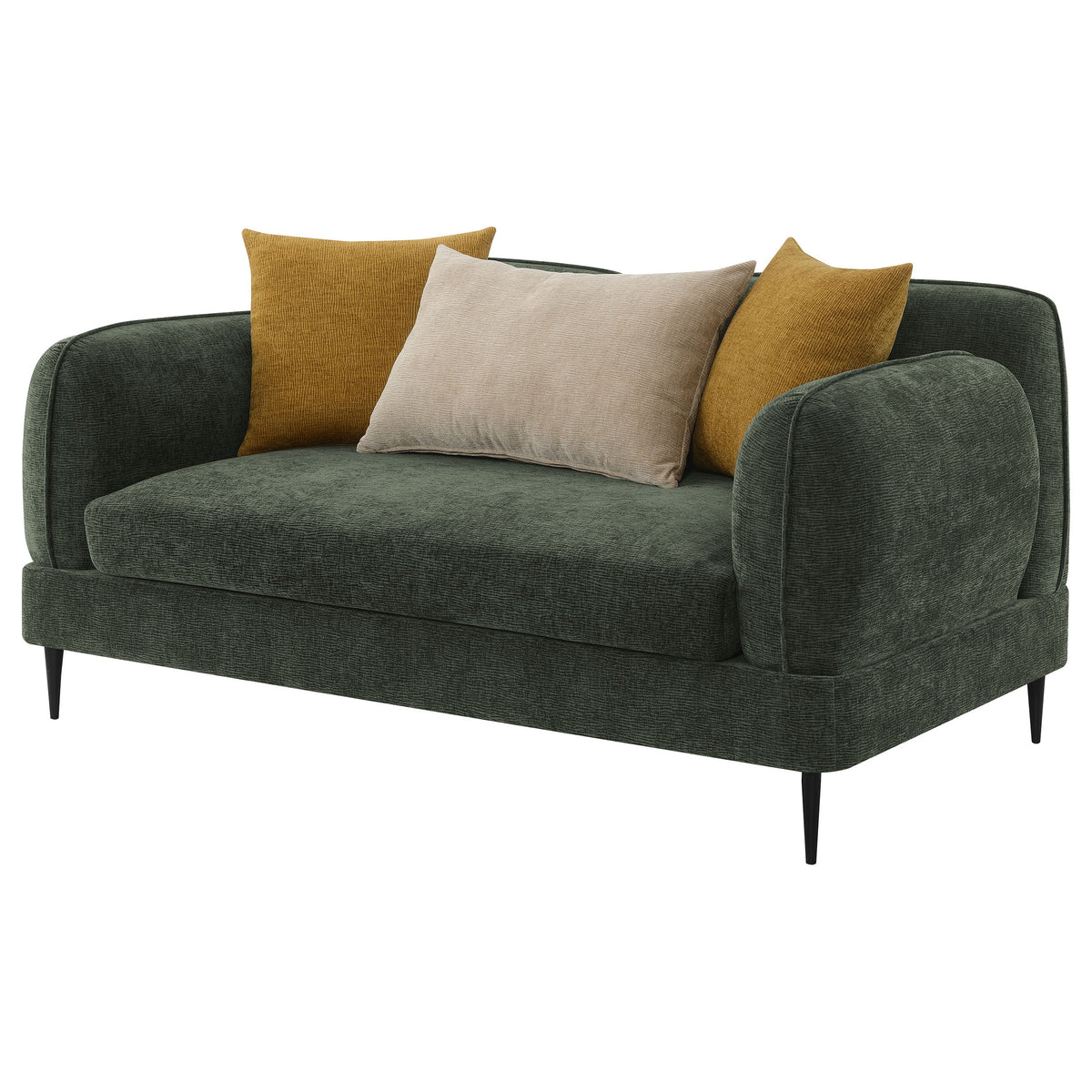 Jade Chenille Upholstered Sculpted Track Arm Loveseat