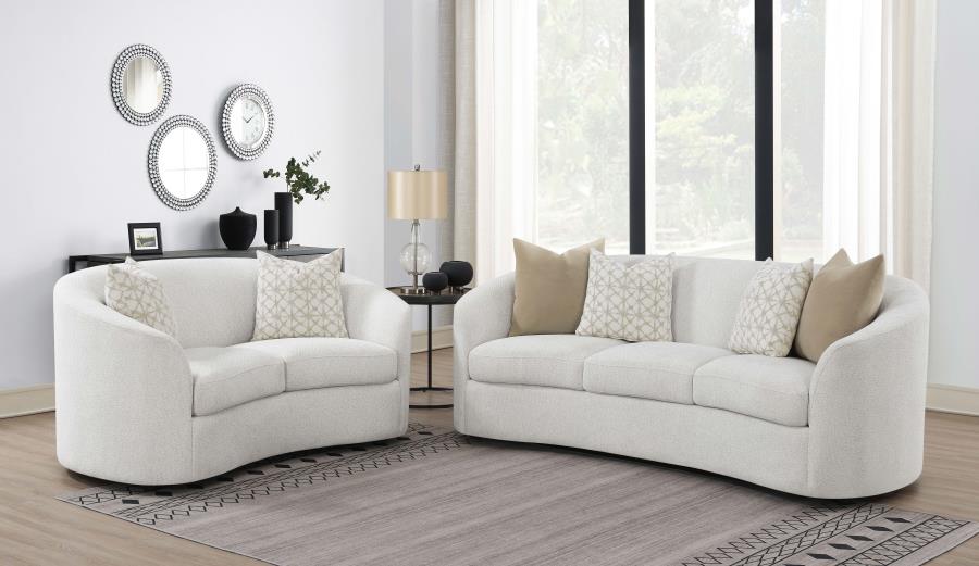 Rainn Boucle Upholstered Sloped Arm Sofa Set Latte 2-piece
