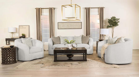 Rainn Boucle Upholstered Sloped Arm Sofa Set Latte 3-piece