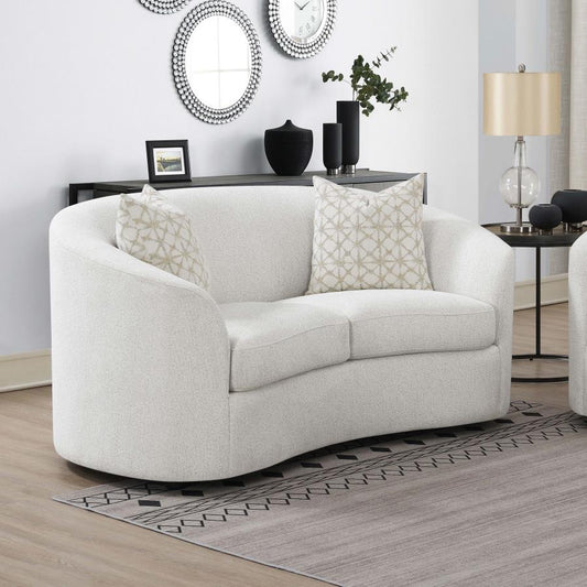 Rainn Boucle Upholstered Sloped Arm Loveseat Latte Default Title