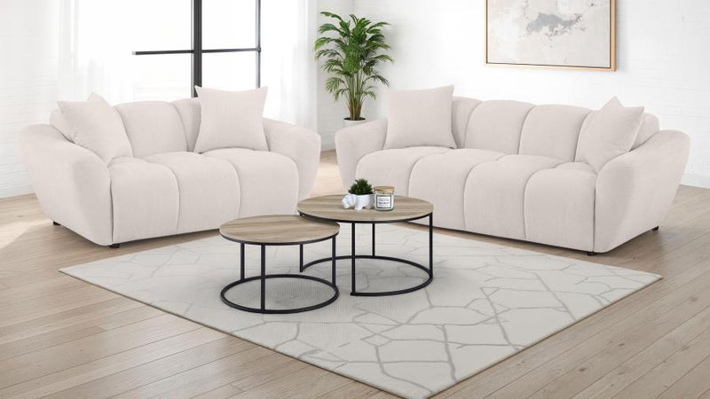 Destino Chenille Splayed Arm Sofa Set Greige 2-piece