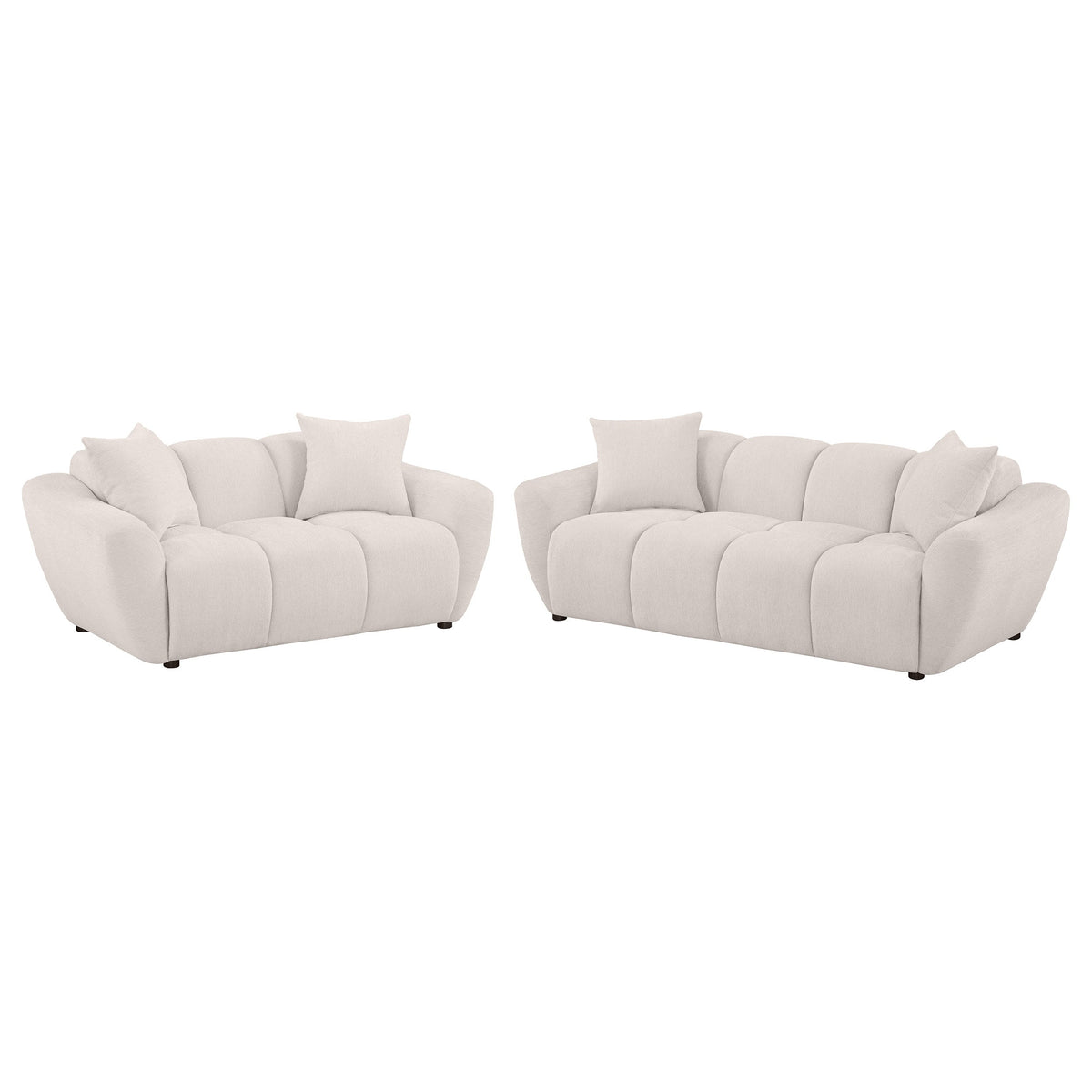 Destino Chenille Splayed Arm Sofa Set Greige