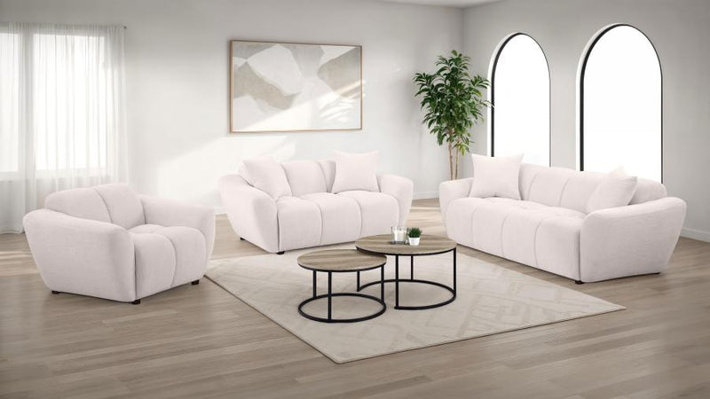 Destino Chenille Splayed Arm Sofa Set Greige 3-piece