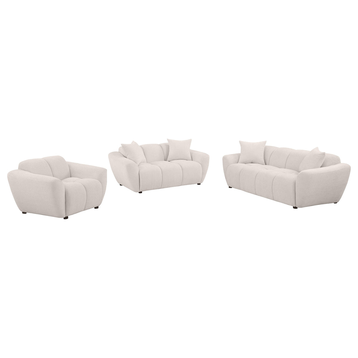 Destino Chenille Splayed Arm Sofa Set Greige