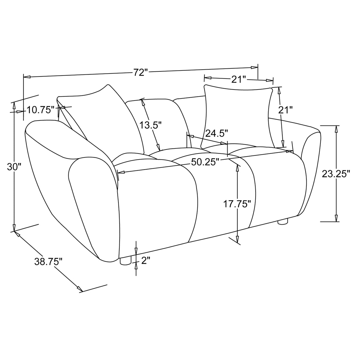 Destino Chenille Upholstered Splayed Arm Loveseat Greige
